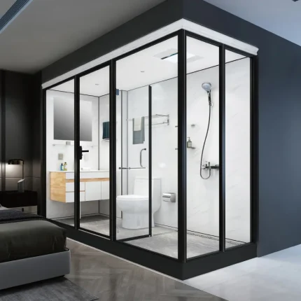 YITE Light Luxury Rectangle Integral Toilet with Sliding Shower Room and Acrylic Tray for Apartments and Bathrooms