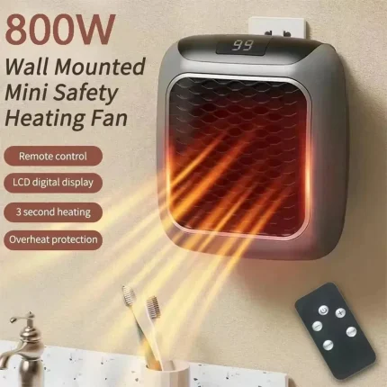 800W Mini Electric Heater Wall Mounted Hot Air Blower With Remote Control Houshold Heating Fan For Bedroom Bathroom