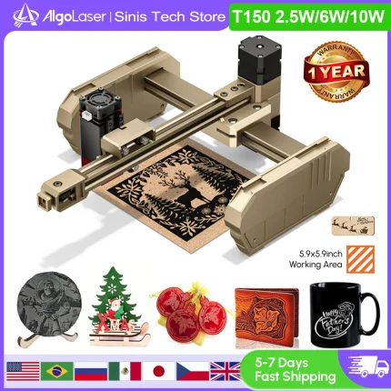 Algolaser T150 2.5W Mini Portable Laser Engraver DIY Laser Cut Engraving Machine Engrave Logo Wood Painted Acrylic Glass Leather