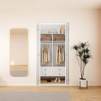 Closet Organizer System DIY Wooden Clothing Racks 47" W X 16" D X 71" H Storage Wardrobe Closet Walk-in Clothe Clothes
